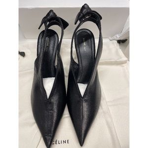 Brand New Celine Leather Sling back pumps w/ knot
